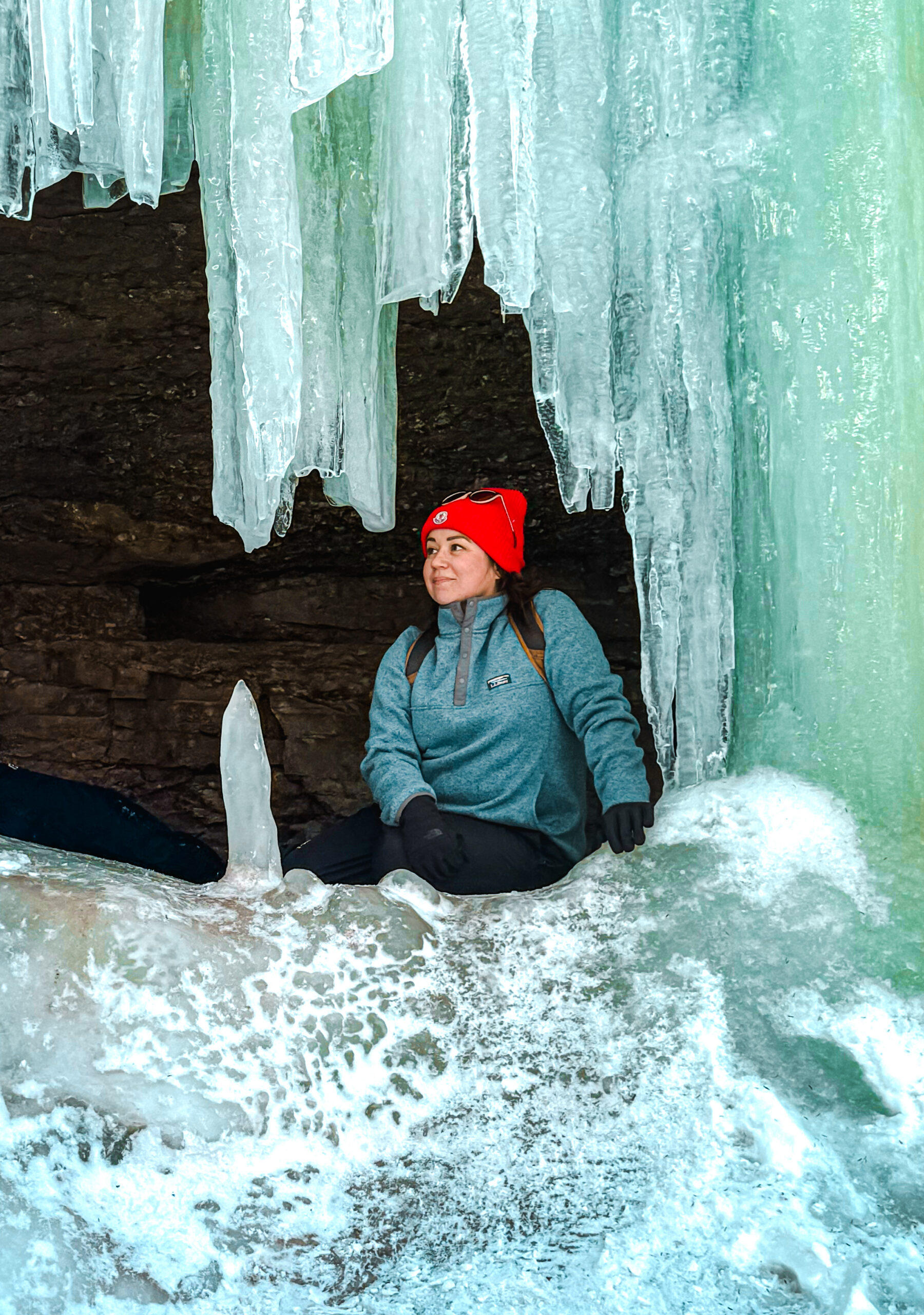 Women inside Midland Ice Cave
