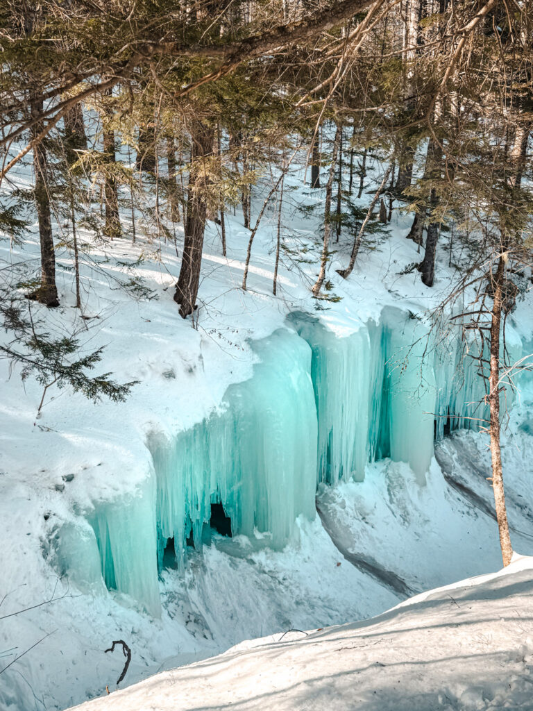 Midland Ice Caves frozen waterfall near Norton New Brunswick in winter